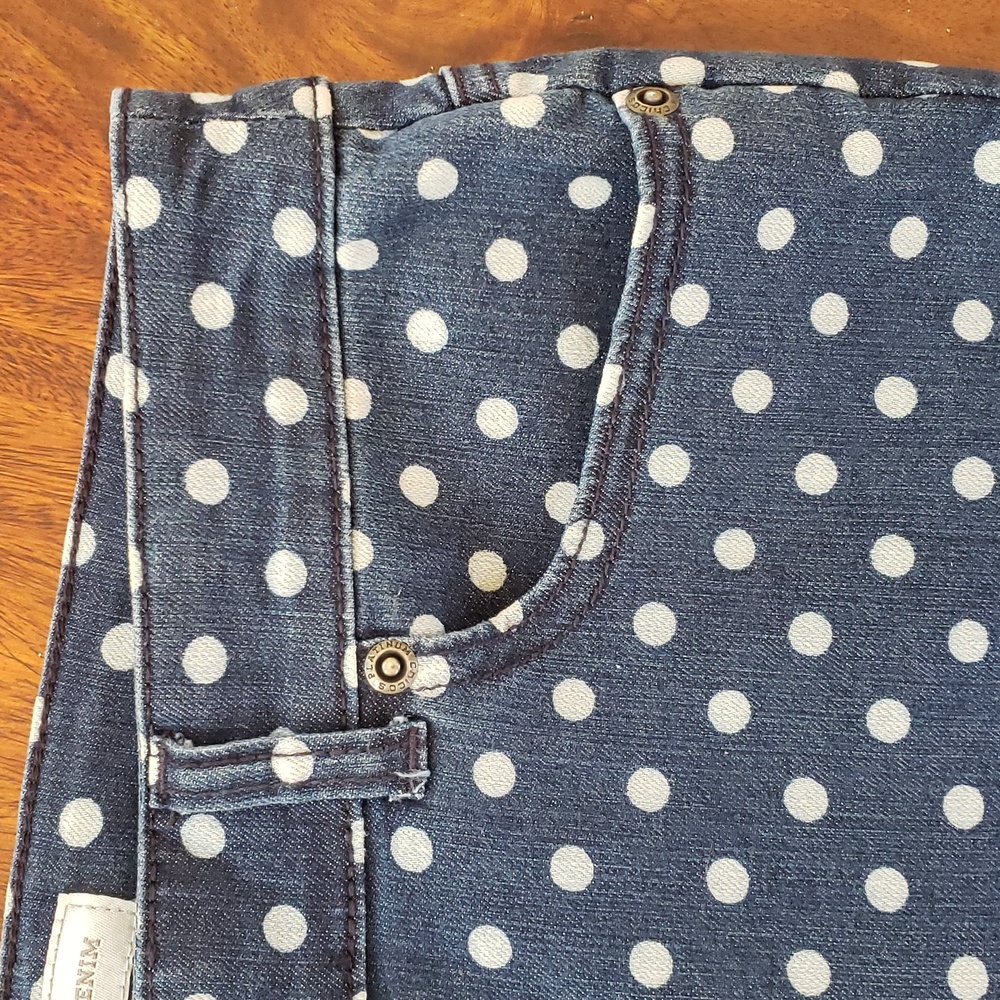 CHICO’S Platinum Blue White Polka Dot Cropped Stretch Denim Jeans Size 0.5 S 6 - Picture 10 of 12